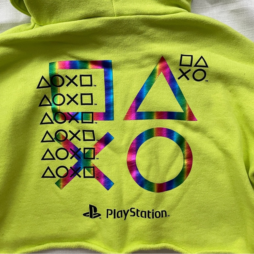 Highlighter Yellow Cropped PlayStation Hoodie